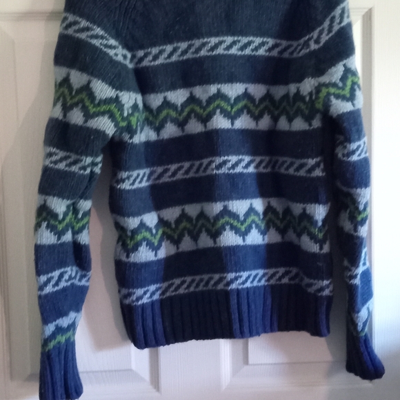 ∆Abercrombie & Fitch Vintage Tahoe Blue Ski Triple Zigzag Lambwool Sweater SZ XL - Picture 5 of 7